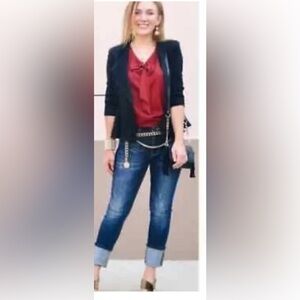 CABI Agency peplum #3549 woman black Ponte career 90’s structured blazer 6